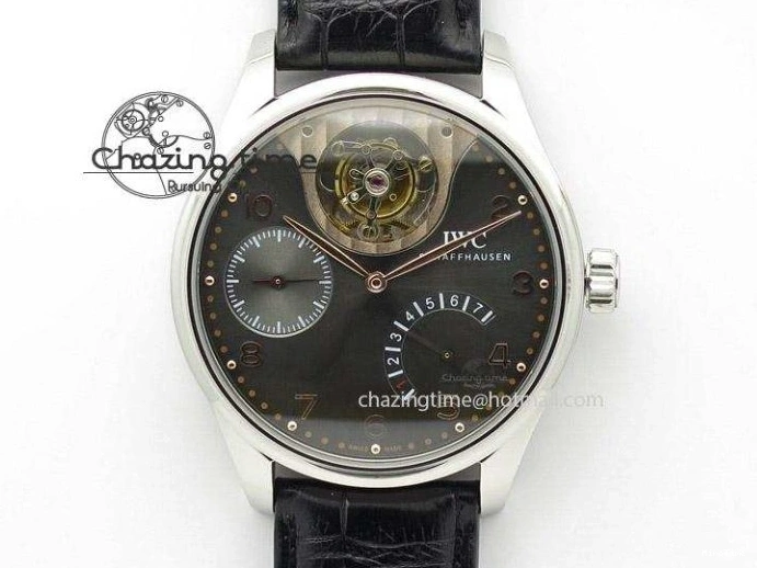 MIROTIME 0518 UrbanStyle Portuguese Tourbillon Power Reserve Moonphase SS White Dial On Black Leather Strap 7318